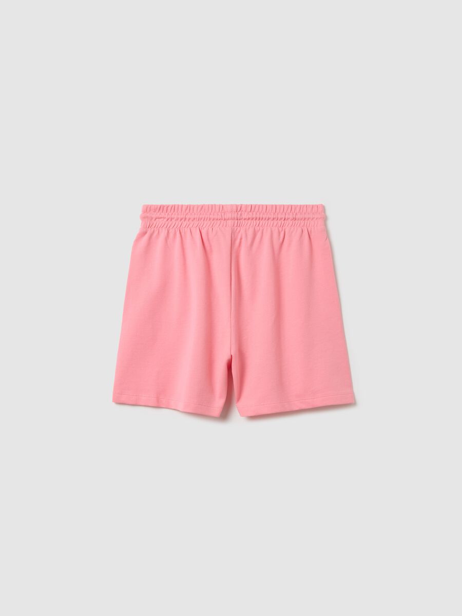 Pink shorts in cotton with drawstring_4