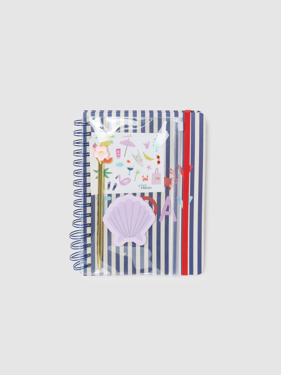 Women's Blue and White Paper Stationery Set_0
