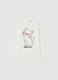 Girls' white stretch cotton t-shirt with print_0