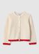 Beige pure cotton regular fit cardigan for girls_0