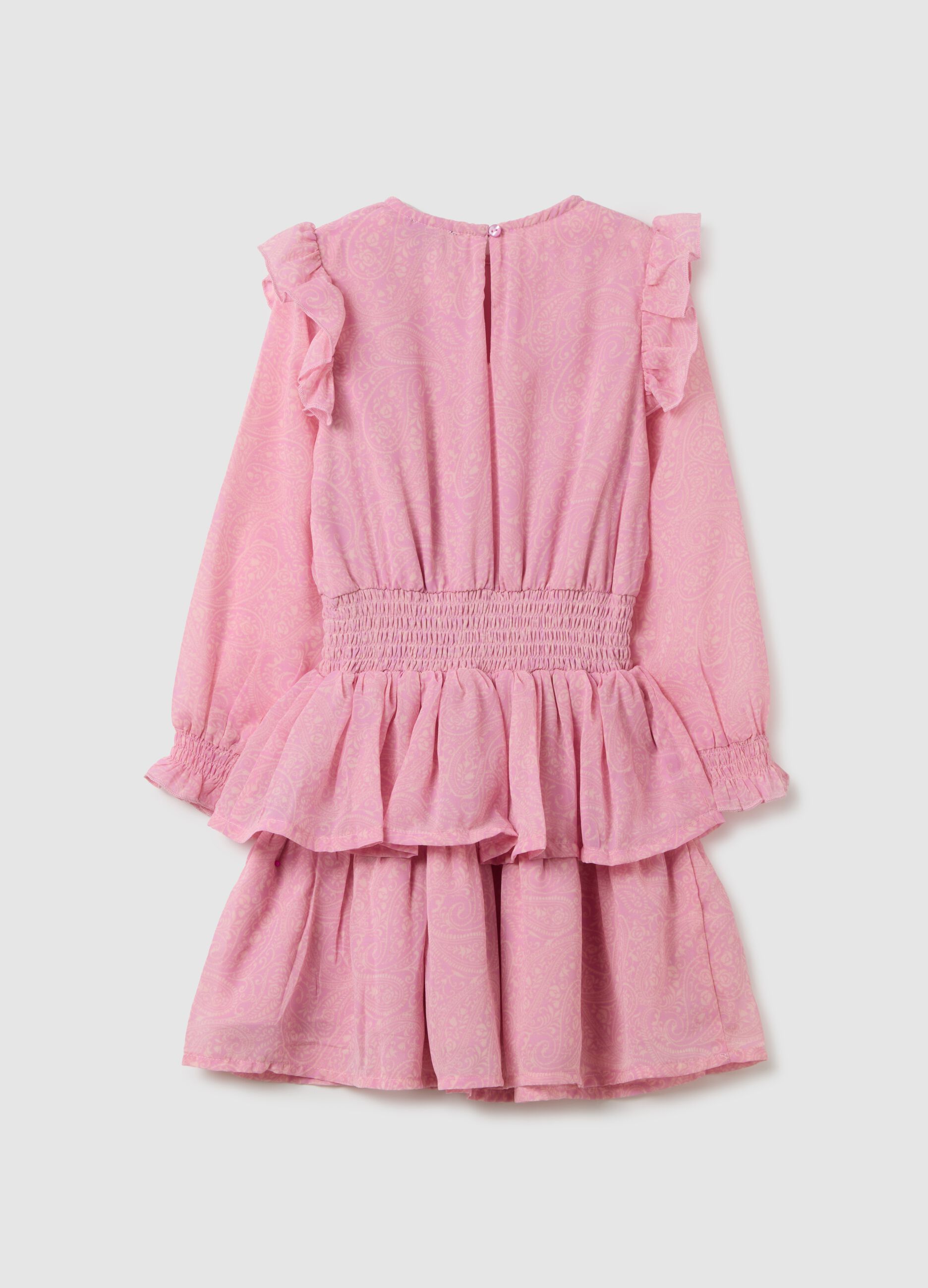 Girl's regular fit pink dress with ruffles