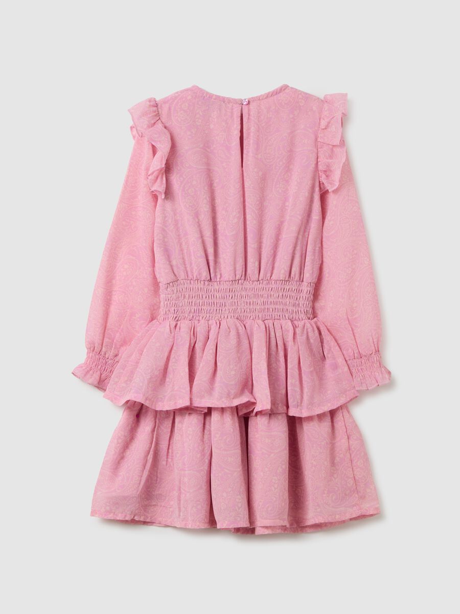 Girl's regular fit pink dress with ruffles_1