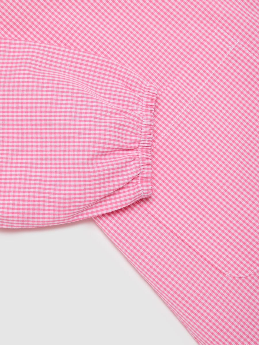 Multicoloured cotton blend girl's dress with round collar_3