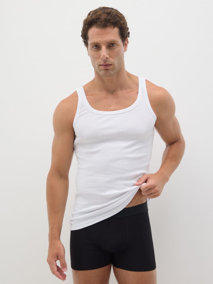 Set of three black stretch cotton regular fit boxers_0
