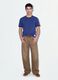 Blue fitted pure cotton T-shirt with contrast trims_0
