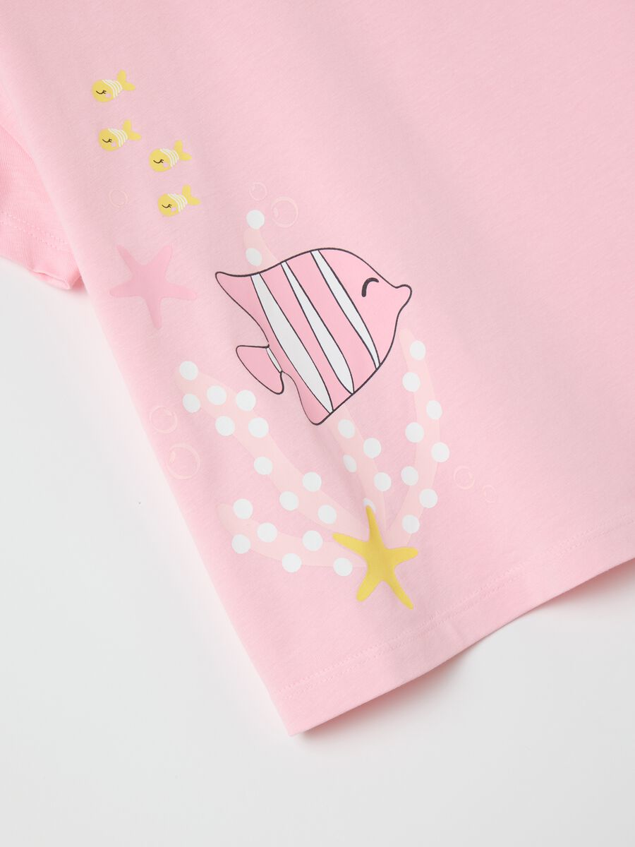 Pink T-shirt with fish print for girls_3