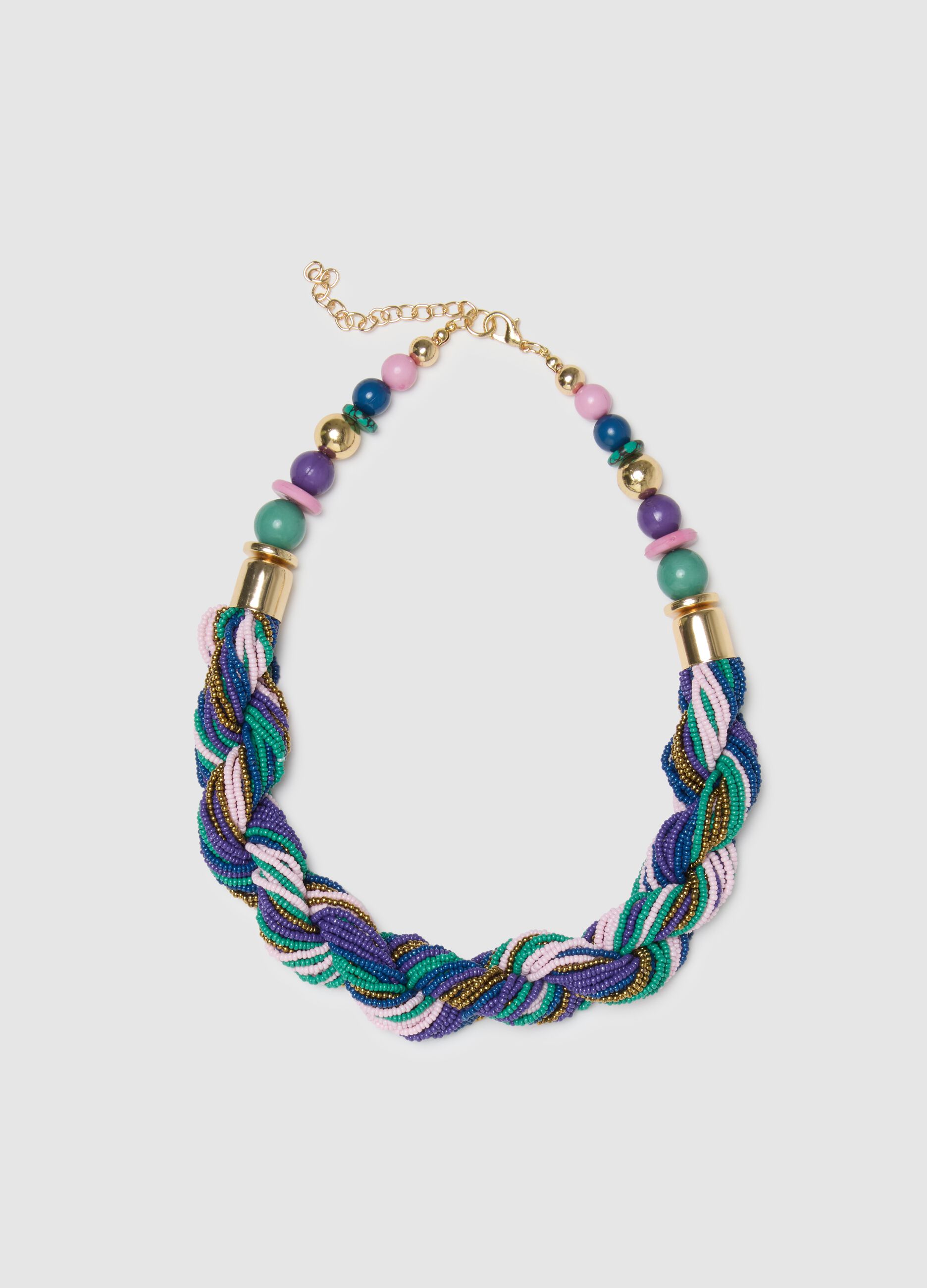 Collana in vetro multicolor con design intrecciato