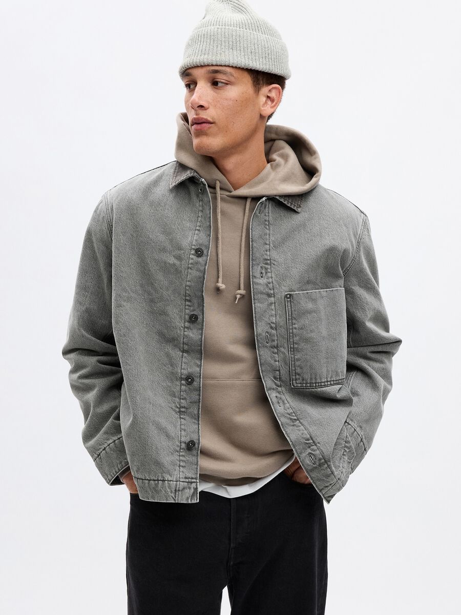Short denim jacket with pocket_0