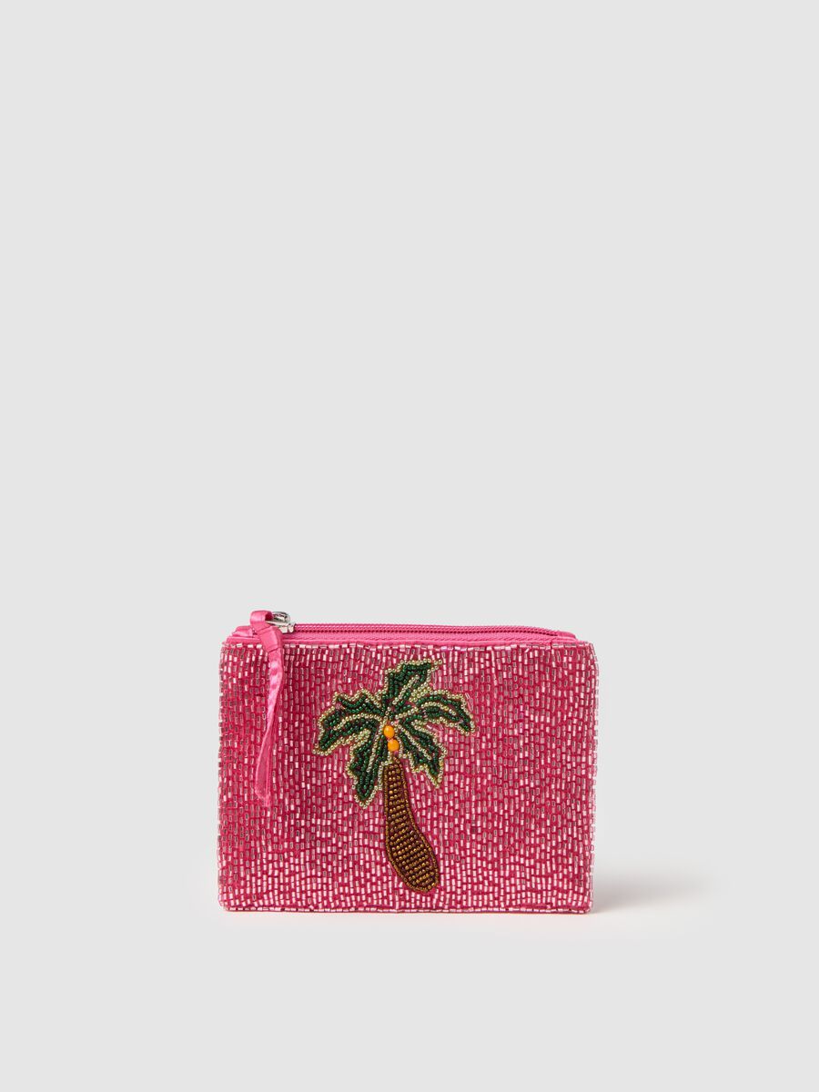 Pink wallet with glass and palm decoration_0