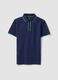 Blue short-sleeved polo in stretch cotton_0