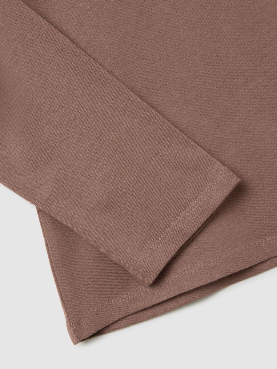 Regular fit brown pure cotton sweater_5
