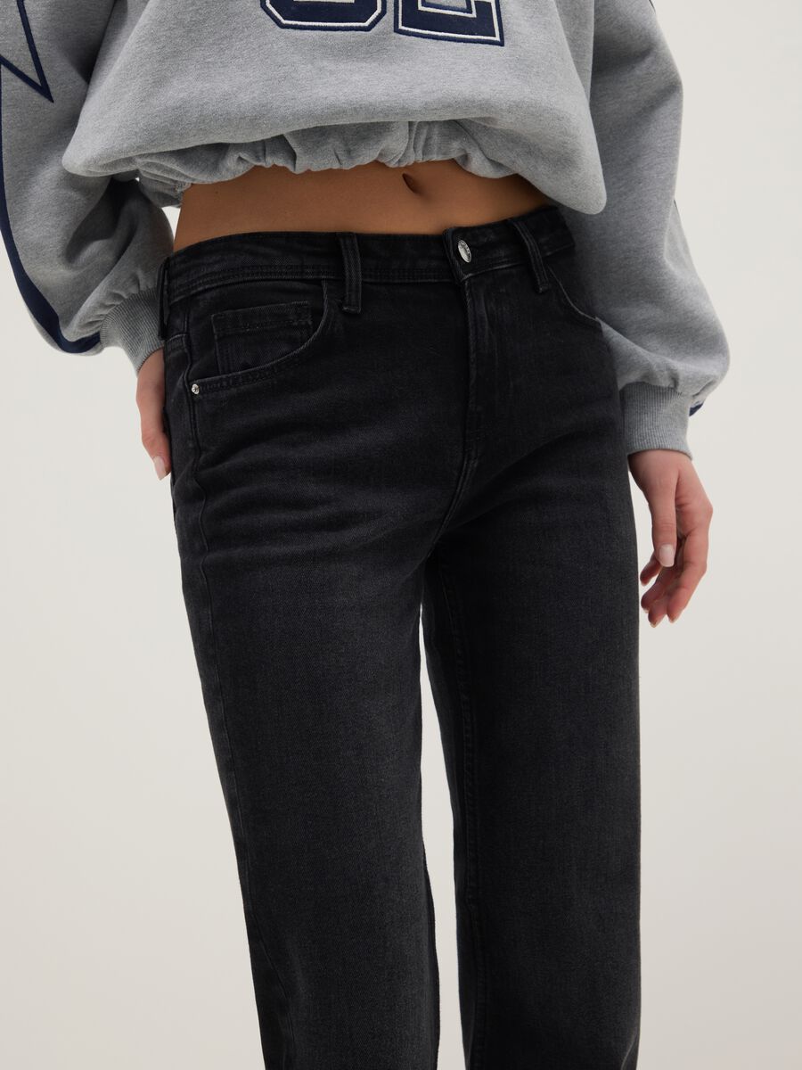 Black stretch cotton bootcut jeans_3