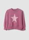 Purple pure cotton sweatshirt with star print, regular fit for girls_0