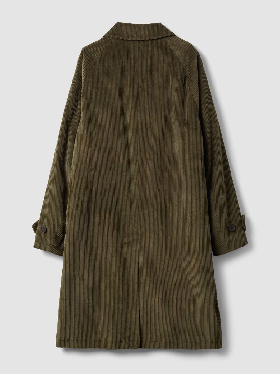 Cappotto lungo verde in puro cotone a righe_1