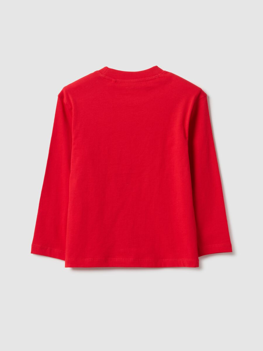 Children's red oversized cotton T-shirt with print_1