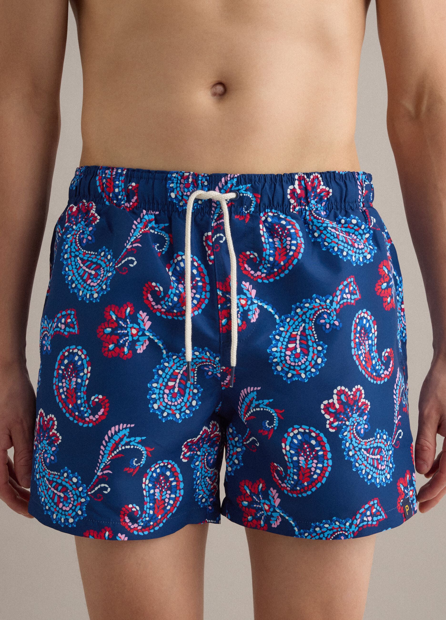 Blue paisley-print swim shorts