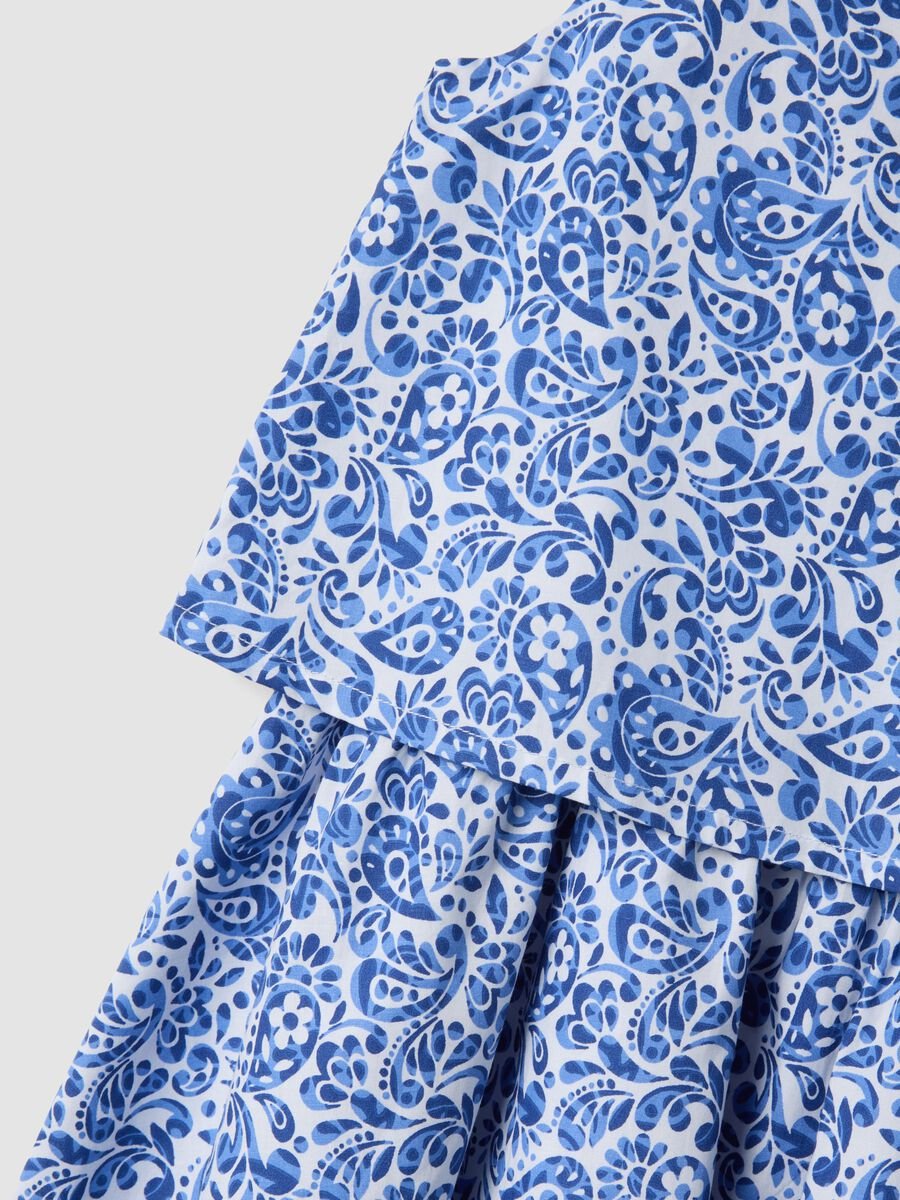 Blue pure cotton mini dress with floral print_3