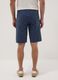 Blue linen-cotton blend five-pocket Bermuda shorts_2