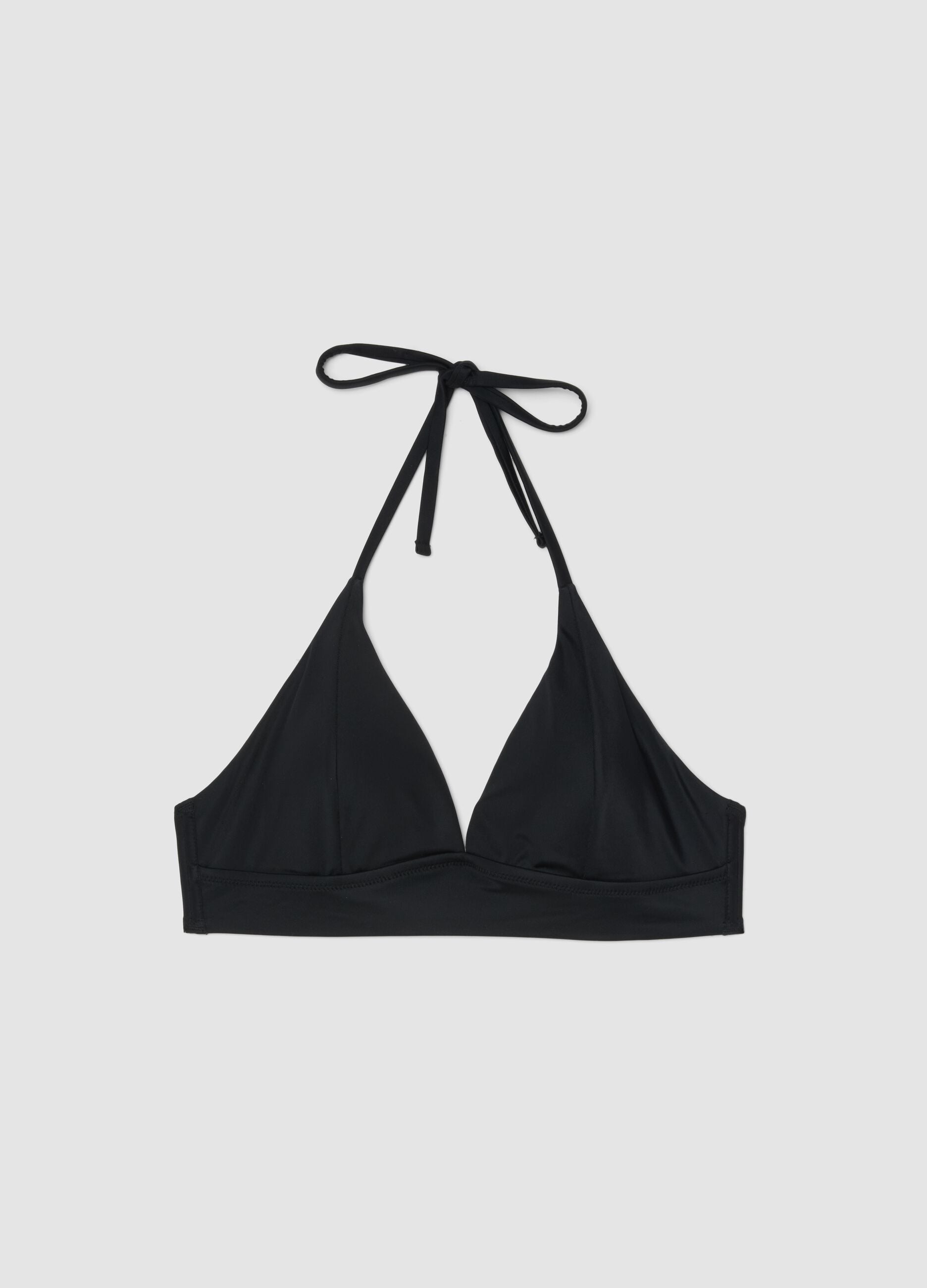 Black stretch bikini top with removable padding