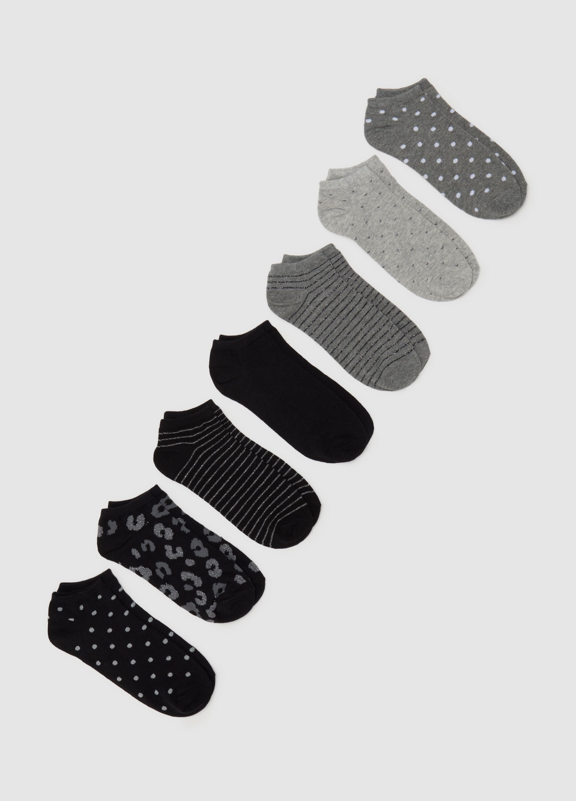 Seven-pair pack sneaker liners with lurex
