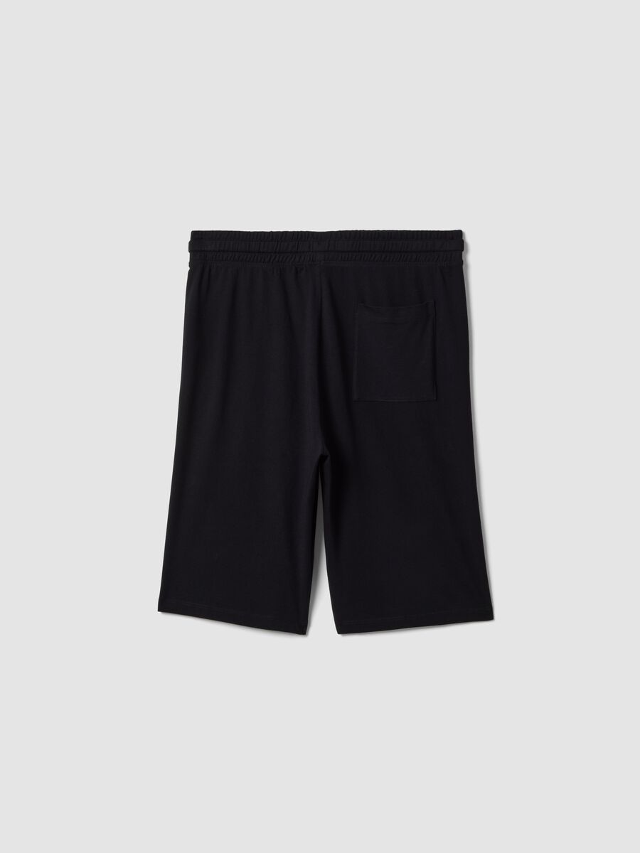 Pantaloncini in puro cotone nero da ragazzo comfort fit_1