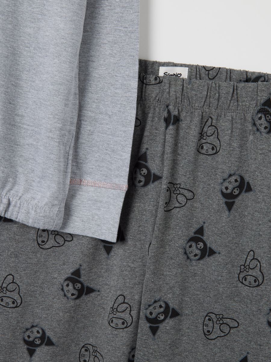 Grey cotton pyjamas with comic print_5