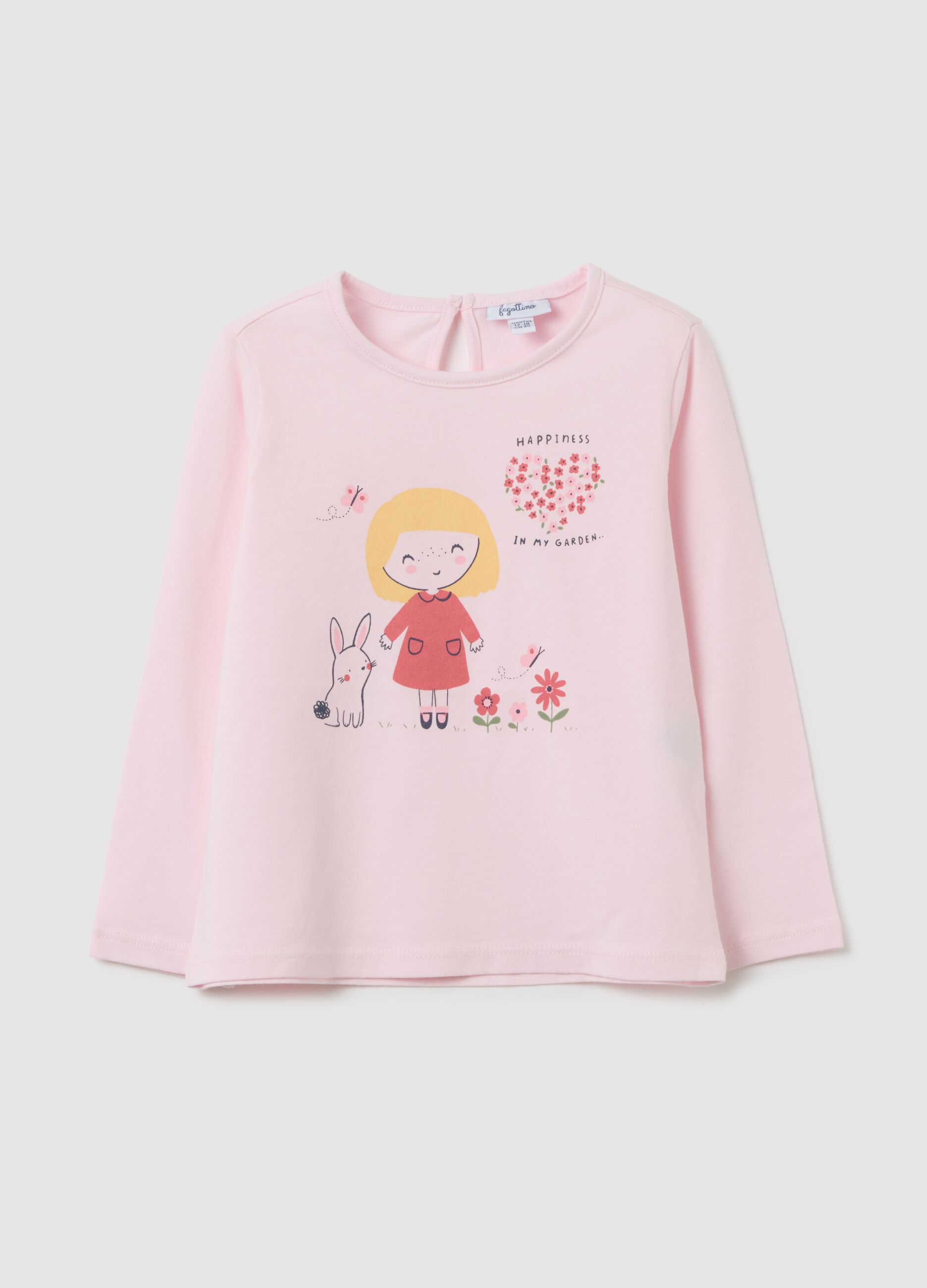 Pink pure cotton girl's sweater, regular fit