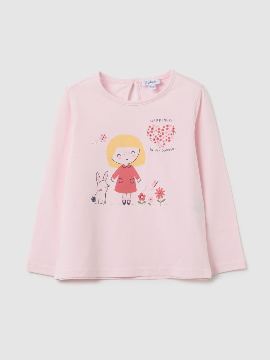 Pink pure cotton girl's sweater, regular fit_0