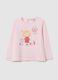 Pink pure cotton girl's sweater, regular fit_0
