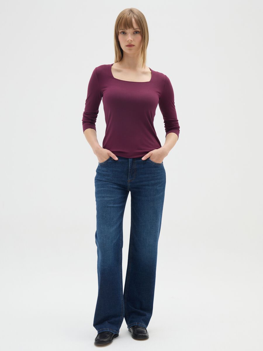 Purple Stretch Viscose Top Regular Fit_1