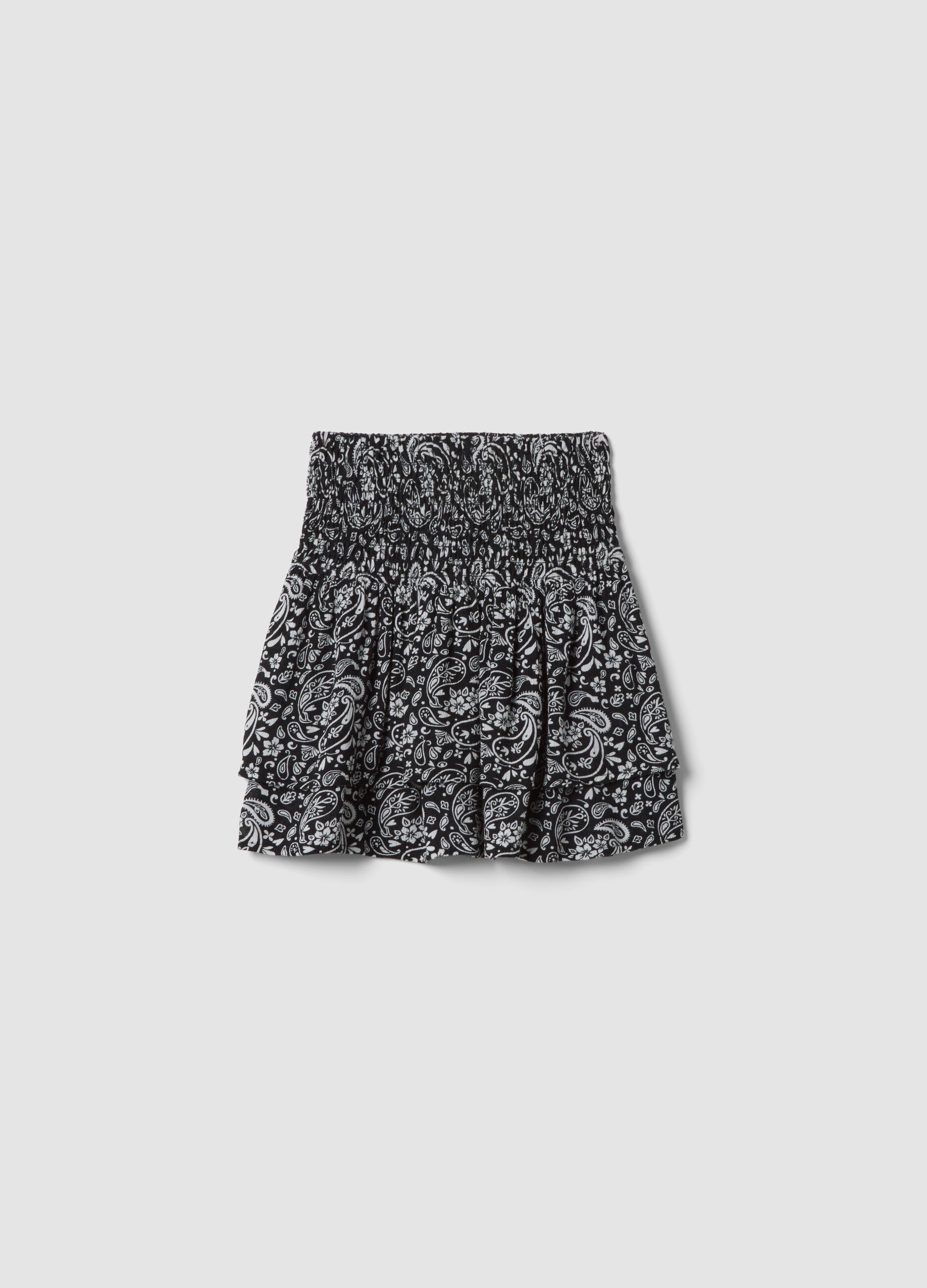Girls&rsquo; multicolour pure-viscose mini skirt with paisley print