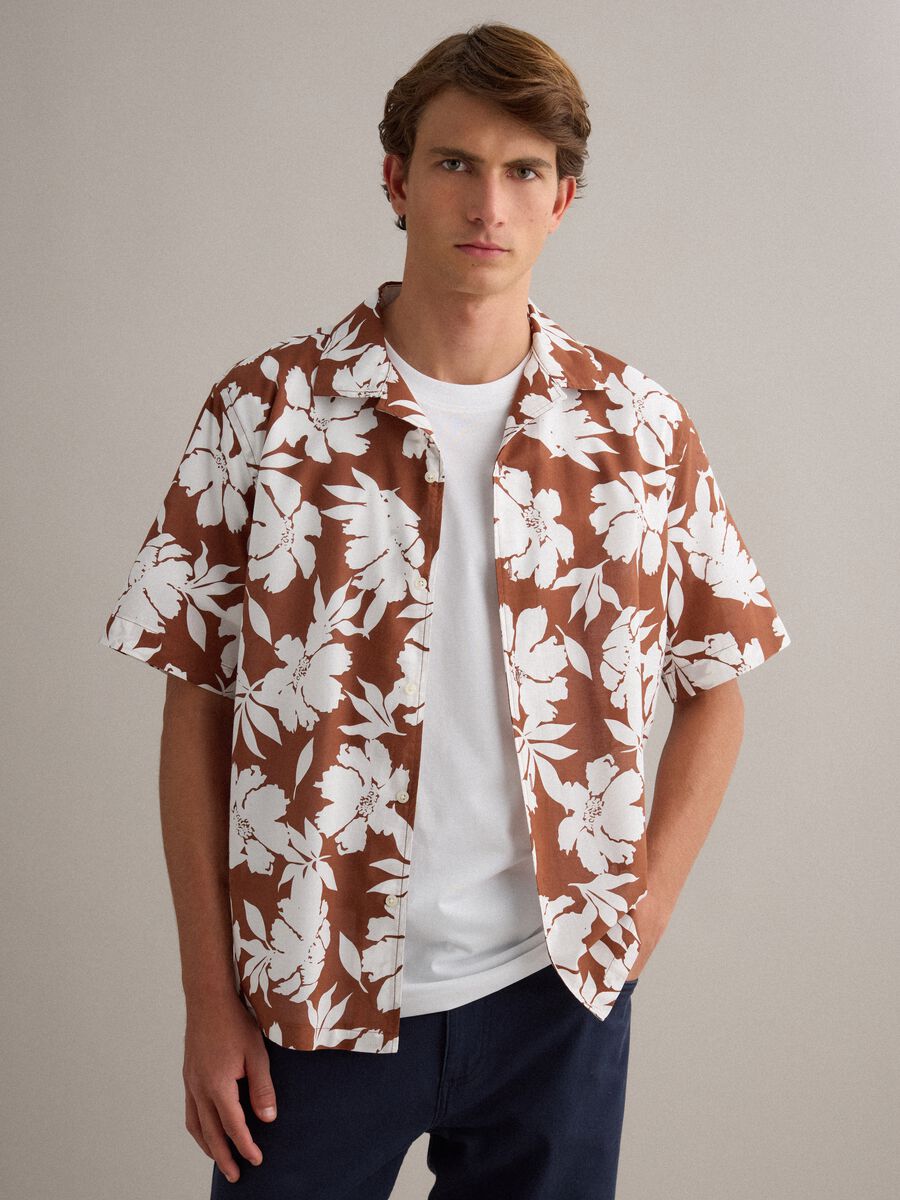 Camicia in puro cotone multicolor regular fit con motivo floreale_1
