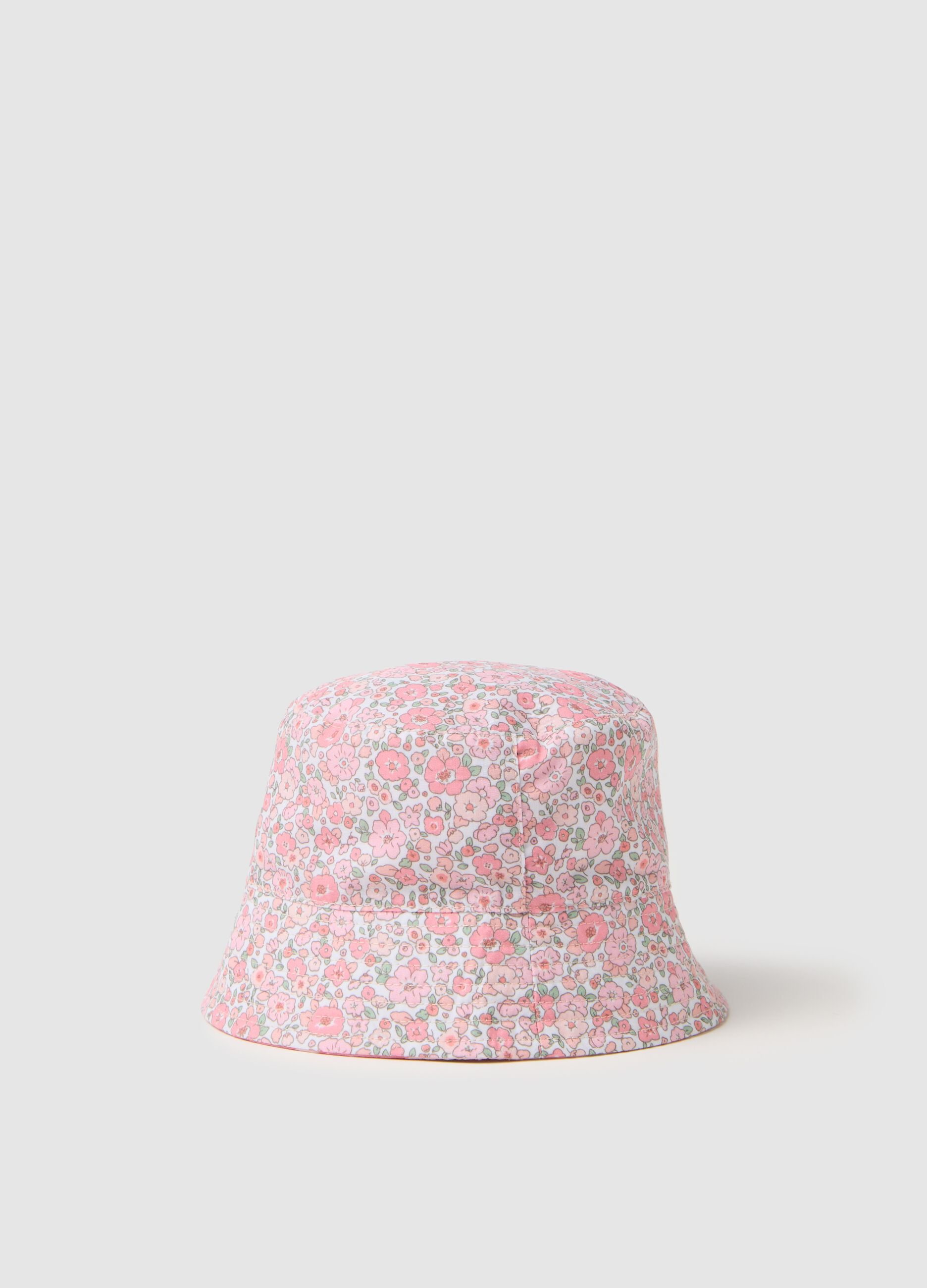 Multicolour cotton blend baby hat with floral design