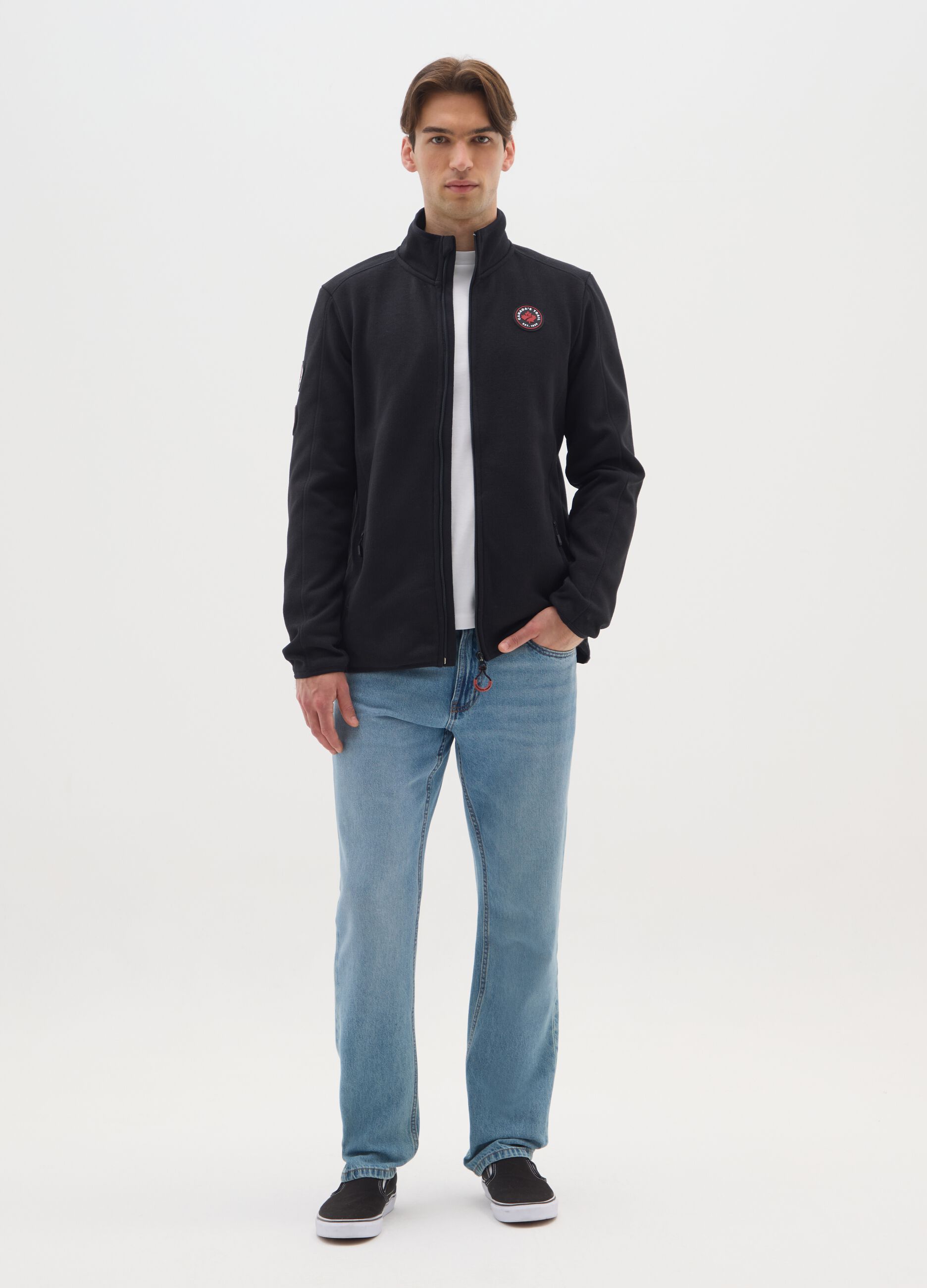 Heavy black jacket with zip and Canada Trail logo