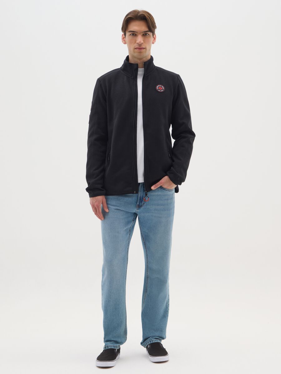 Heavy black jacket with zip and Canada Trail logo_1