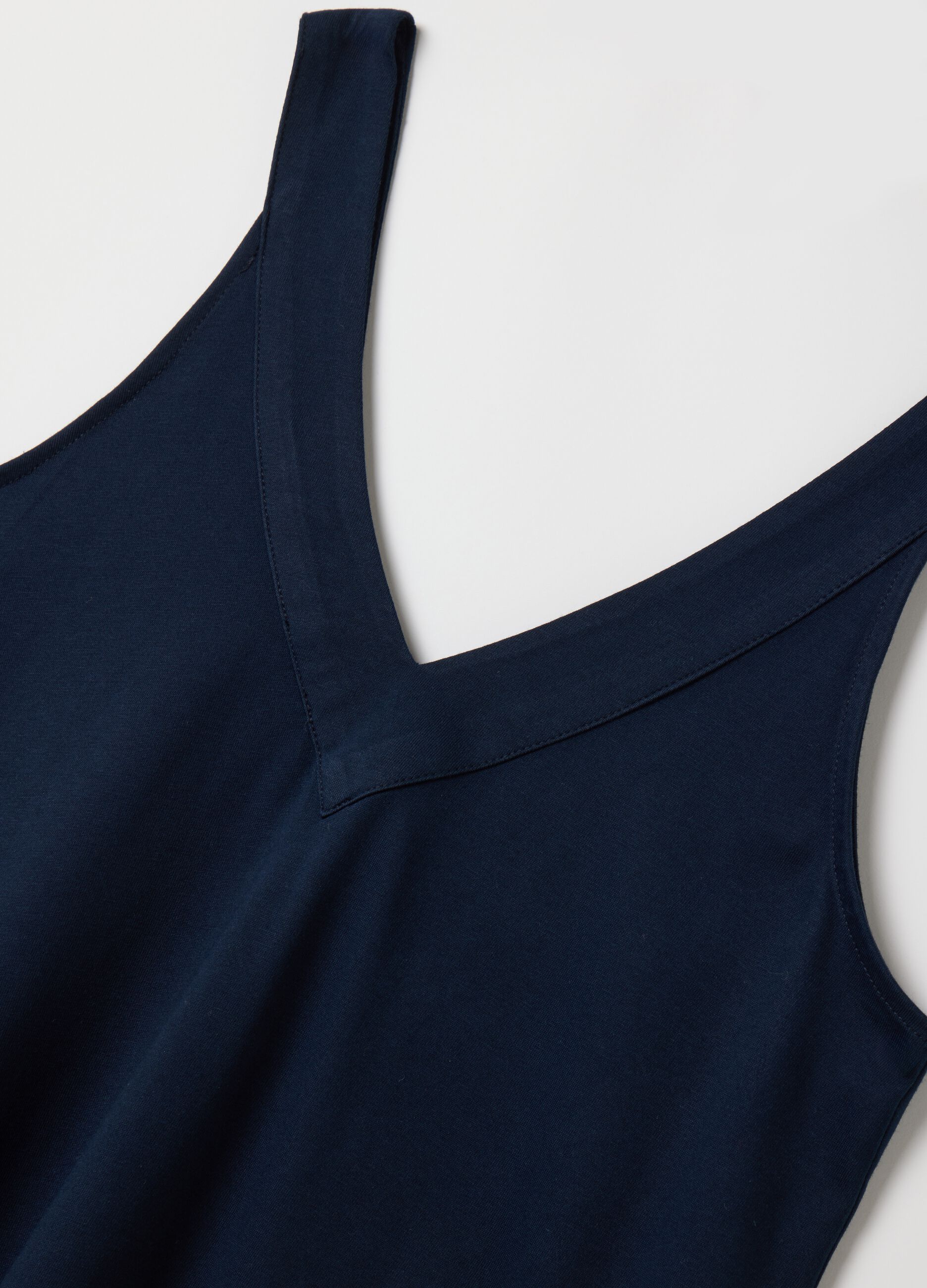 Sleeveless Long Cotton Dress in Blue