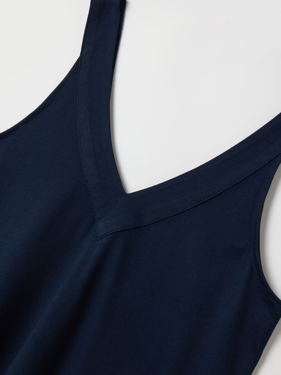 Sleeveless Long Cotton Dress in Blue_5