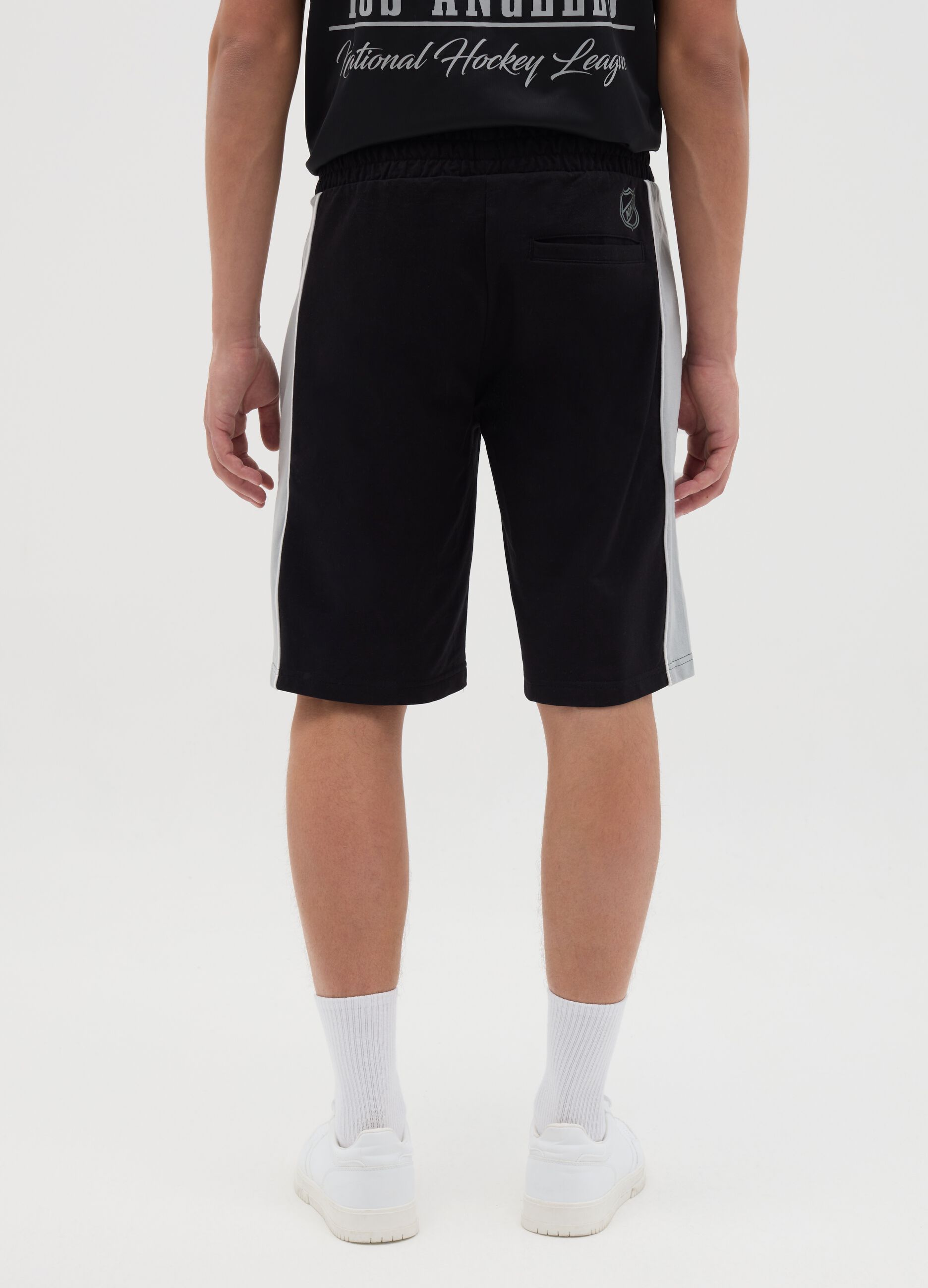 Black Sports Shorts with Kings Print