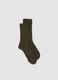 Green ribbed socks in wool, viscose and stretch cashmere_0