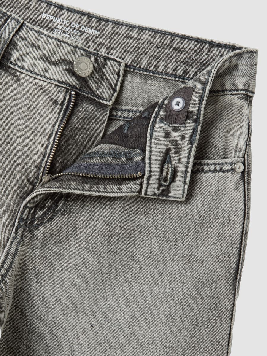 Girls&rsquo; grey wide-leg jeans in pure cotton_4