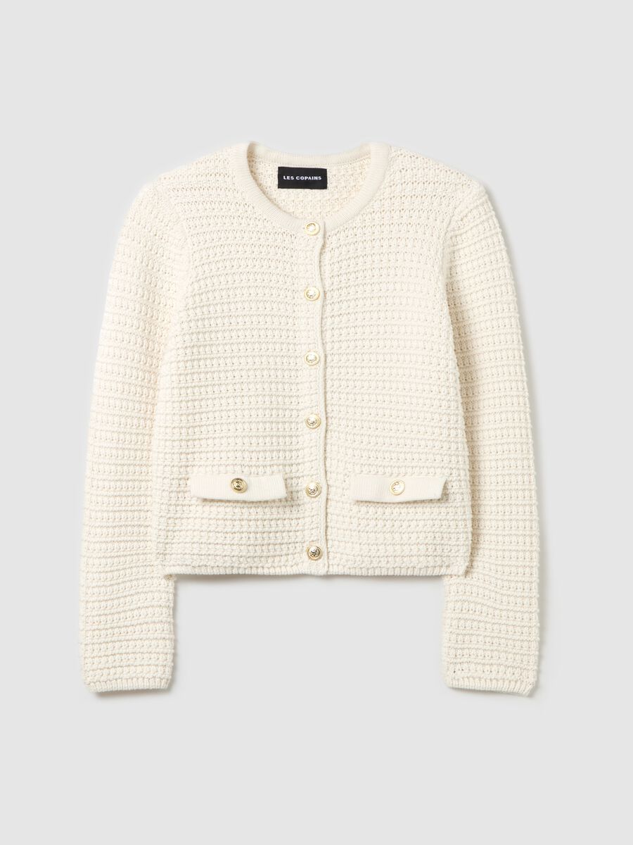 Knit cardigan jacket with golden buttons_4