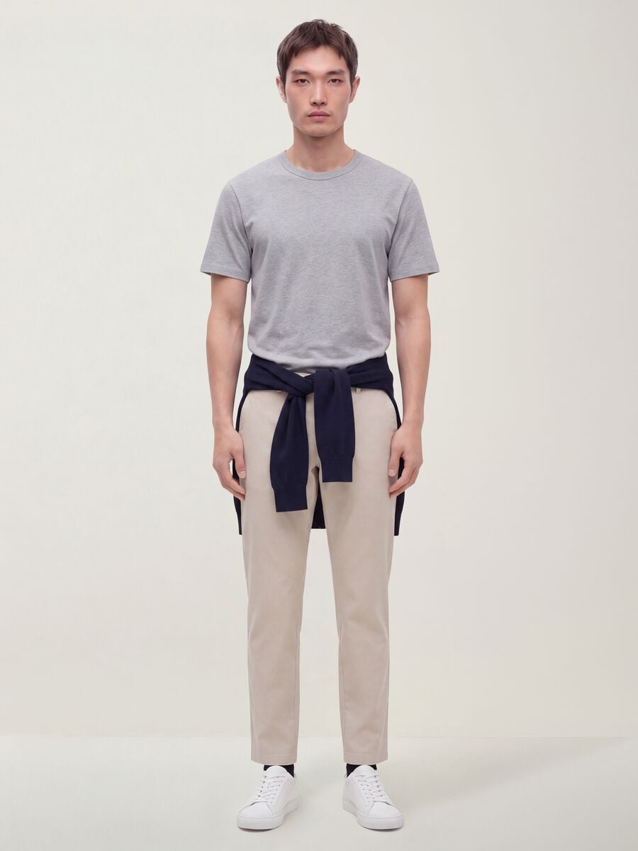 Grey pure cotton crew-neck T-shirt, relaxed fit_1