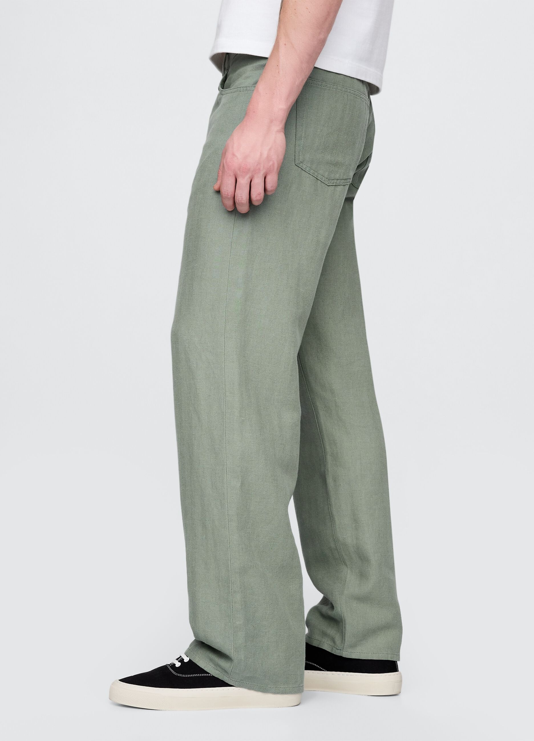 Light Green Mixed Fabric Trousers