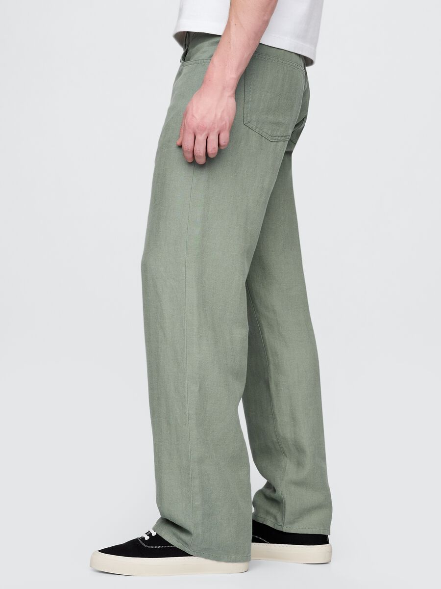 Light Green Mixed Fabric Trousers_3