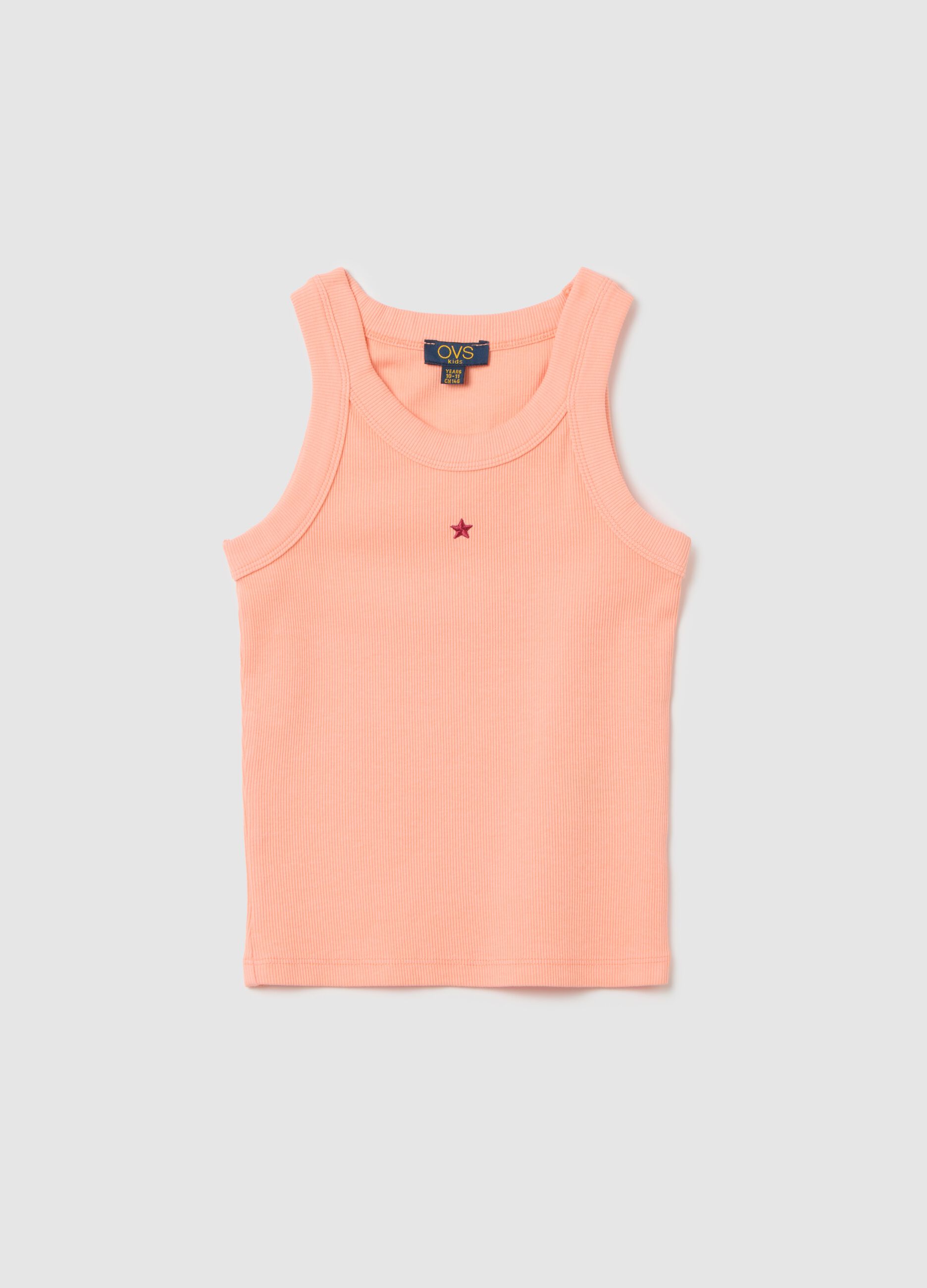Orange Cotton Fitted Girls' Tank Top