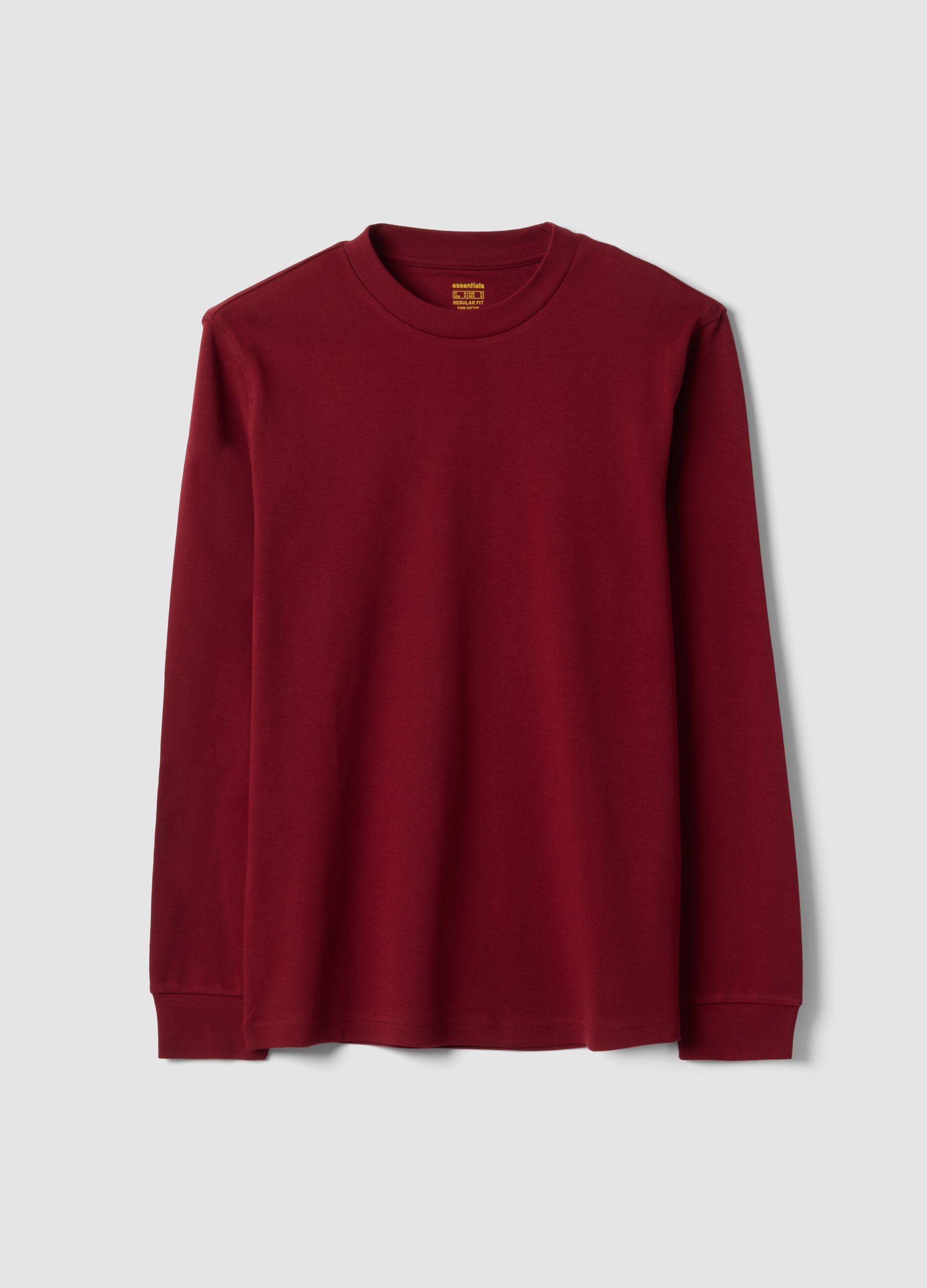 T-shirt rossa in puro cotone girocollo regular fit