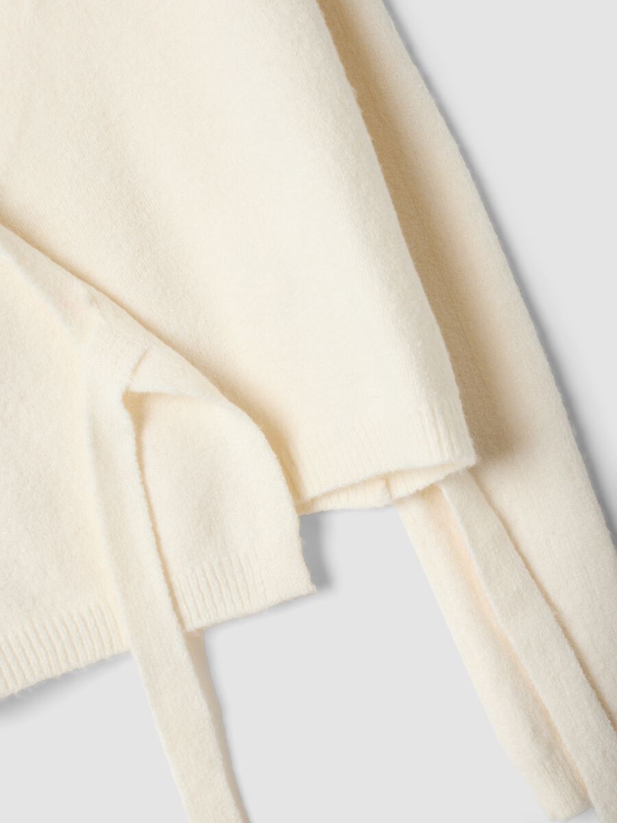 White wrap cardigan with deep V-neckline_1