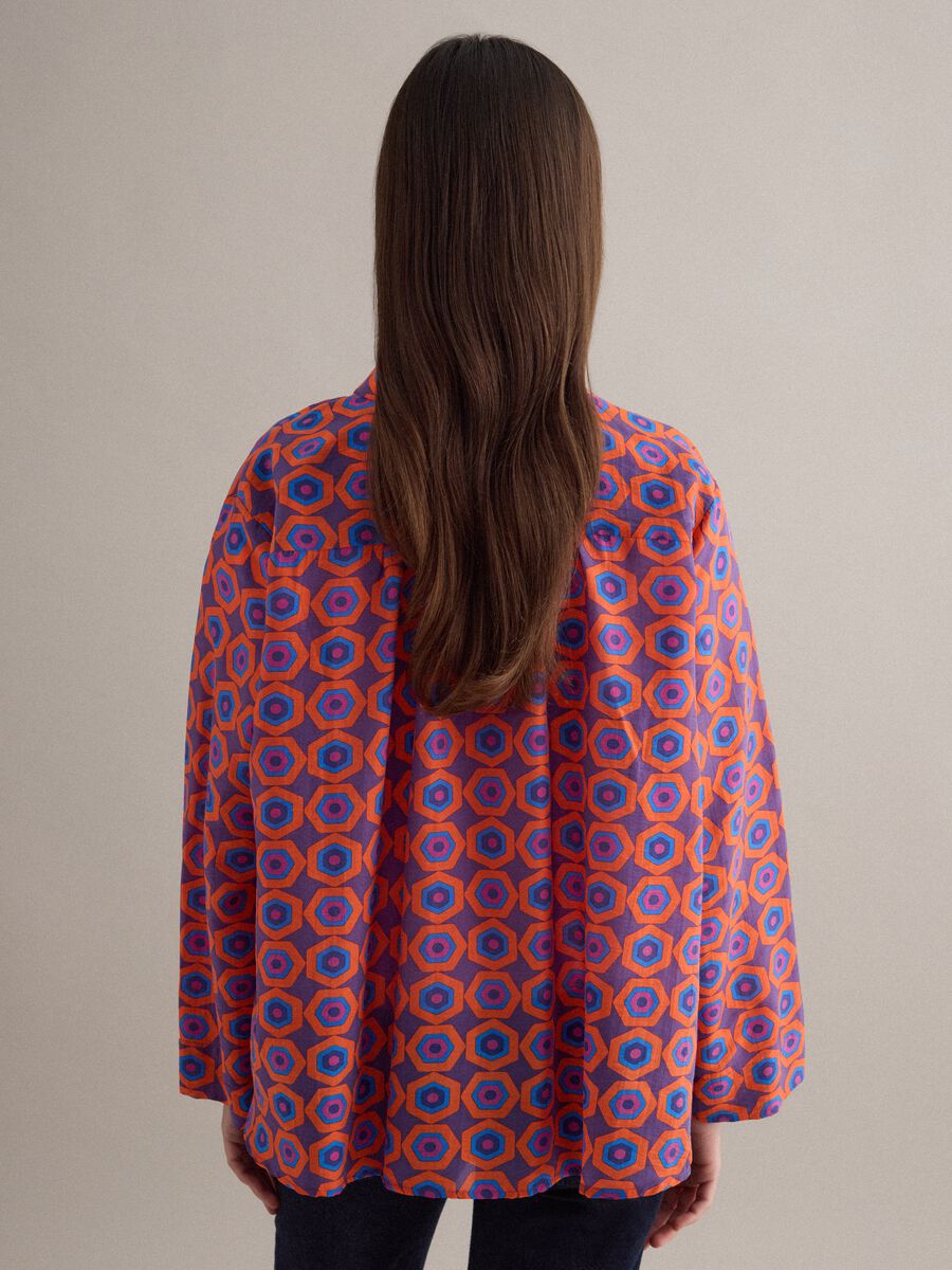 Multicolour regular fit Lyocell blend shirt with geometric pattern_2