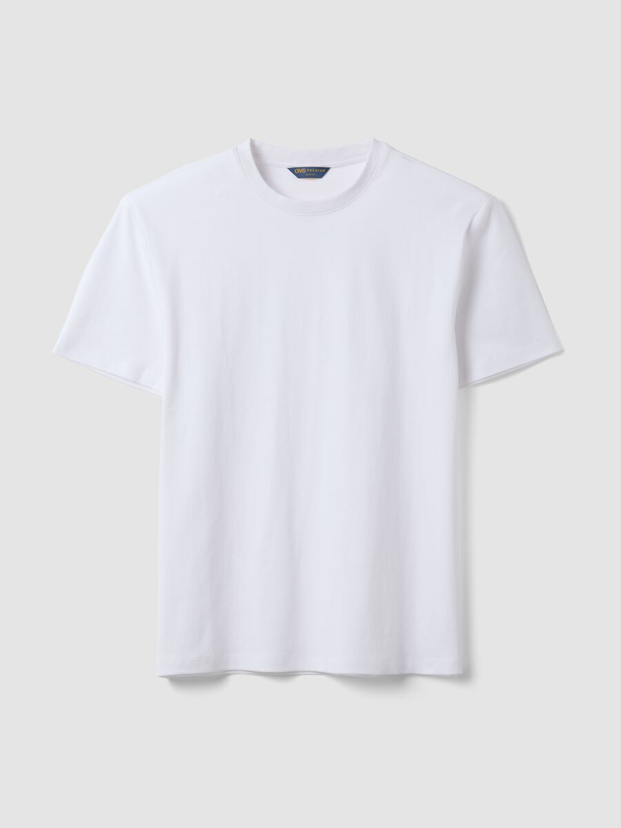 T-shirt bianca in puro cotone mercerizzato slim fit_4