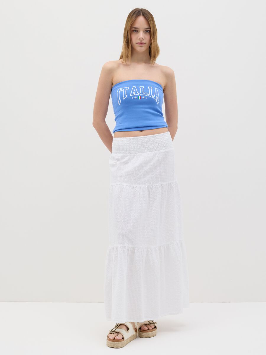 Women's light blue fitted vest top in stretch cotton_1